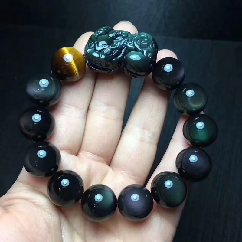 

Genuine AAA Obsidian Pixiu Beads Bracelet FengShui Wealth Pixiu Bracelet Lucky Animal Beaded Bracelet Good Luck Man Jewelry Gift