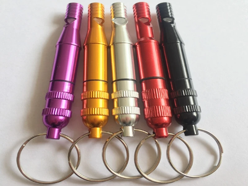 

100pcs/lot Fast Shipping Pet Dog training whistle keyring Aluminum dog whistle With storage Pill box 77*12mm can customize logo