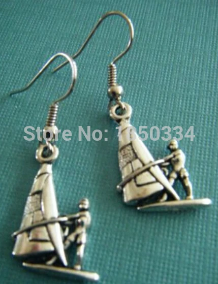 Wholesale 50 Pair Fashion SURFING SAILING Charm Tone Earrings Pendants DIY Metal Jewelry Fast Shipping Z7