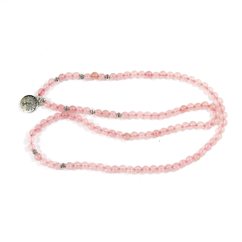 Pink Beads Buddhist Buddha Meditation 6mm 108 Beads Natural Stone Prayer Bead Bracelet Women Jewelry Women Stretch Yoga Jewelry