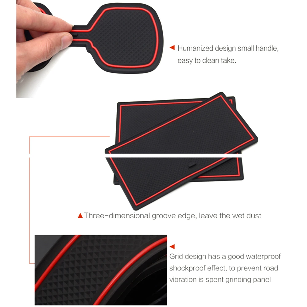 For Mitsubishi Lancer EX 2010-2015 Anti-Slip Mat Car Door Groove Slot Latex Non-Slip Mat Interior Cup Cushion Car-Styling 8pcs