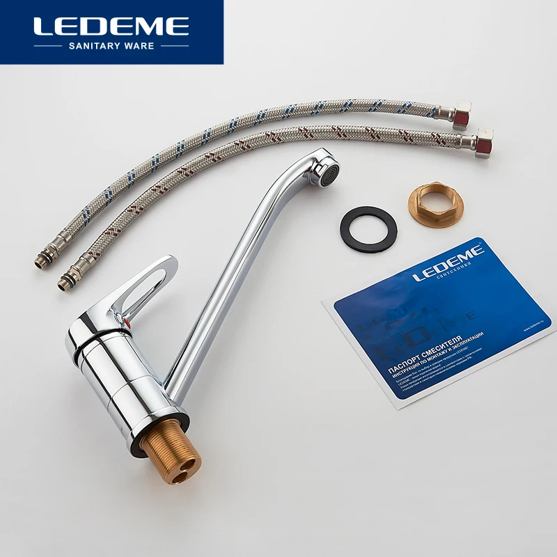 LEDEME Classic Style Kitchen Faucet Solid Brass Single Handle Cold and Hot Water Tap 360 Degree Rotation L4913