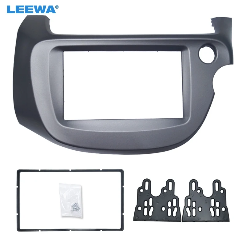 

LEEWA Car 2DIN Audio Radio Panel Fascia Frame for Honda FIT Jazz (RHD) 08-13 Stereo CD/DVD Face Plate Frame Fitting Dash Mount