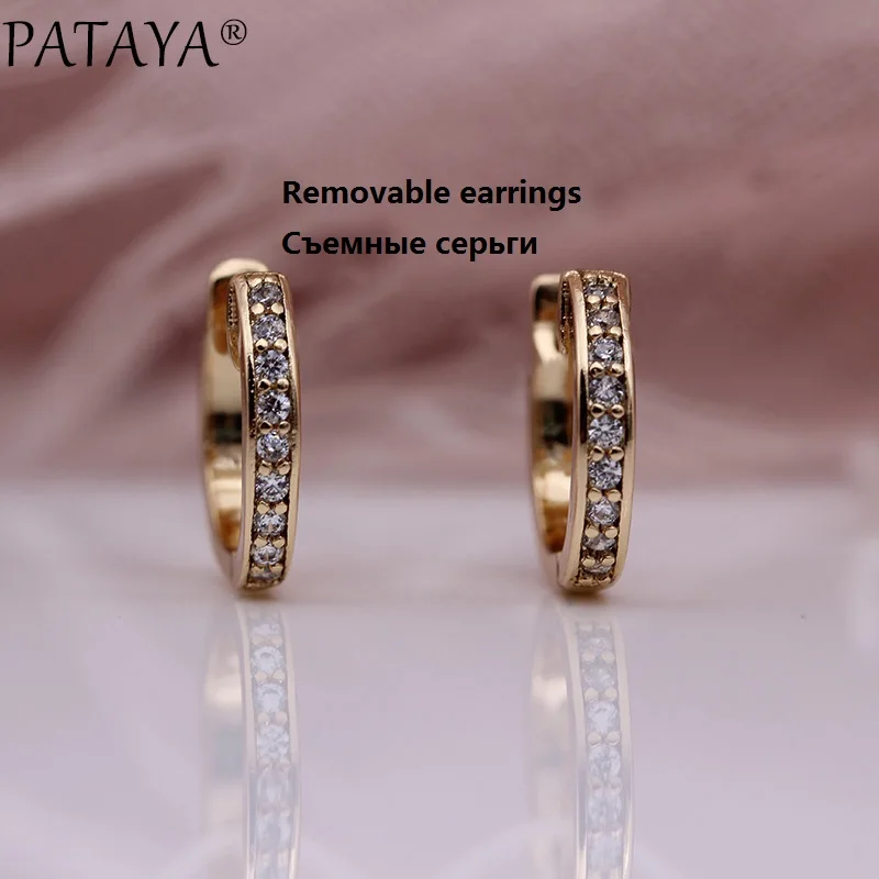 PATAYA New Long Dangle Earrings White Shell Pearls Earring For Women 585 Rose Gold Color Natural Zircon Fashion Jewelry