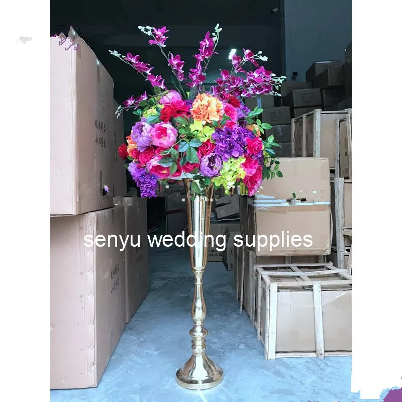 

Romantic column gold wedding pillar flower stand walkway stand wedding decoration & event party centerpiece senyu0431