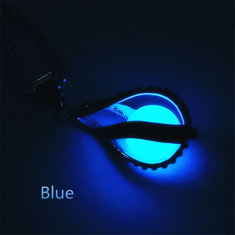 50pcs Fashion Woman Luminous water drop shape necklace Jewelry Night Light Luminous Stone Glow In Dark necklace Party Supplies