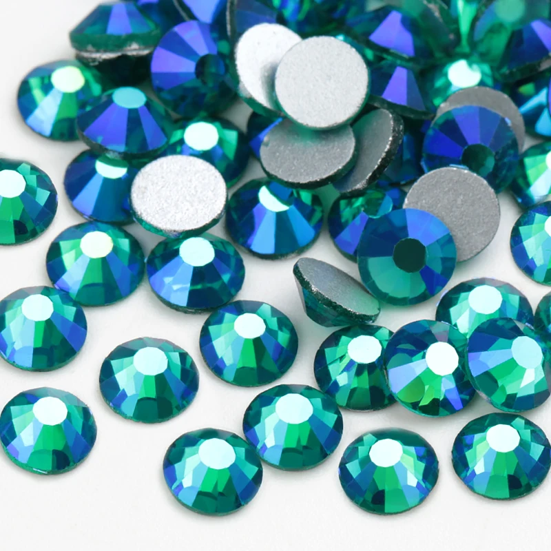 Green Zircon AB Rhinestones 1440pcs/lot Flat Back Non Hot-fix Glitter Stones,DIY 3d Phones Decorations Supplies