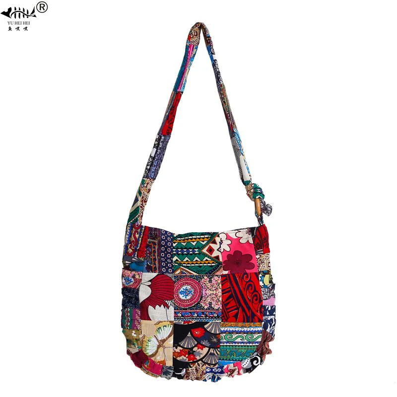 Torebki damskie w stylu vintage DIY torby z regulowanym paskiem czyste, ręcznie robione, bezszwowe, patchworkowe artystyczne damskie torby na ramię typu crossbody