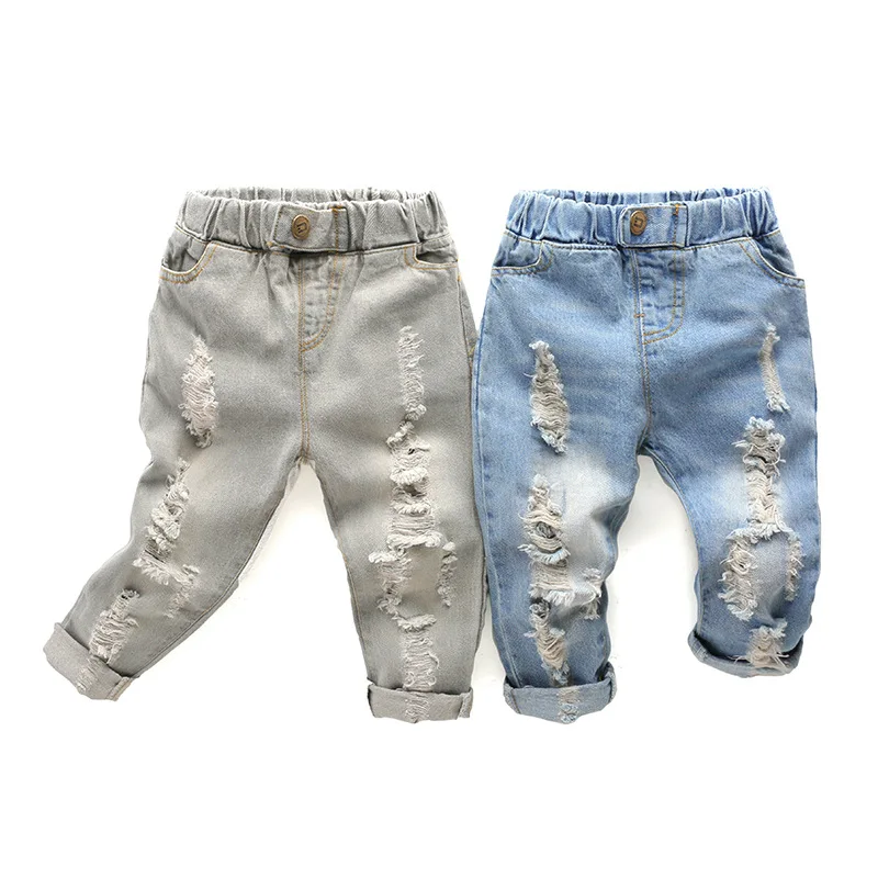 Boys girl hole Jeans pants Excellent quality cotton New casual children Trousers baby toddler Comfortable kids clothes Children