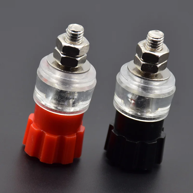 4pcs/2Pair red black JS-900A transparent 3mm Terminal   Banana Plug Socket Connector High-power  current SCR material Welding