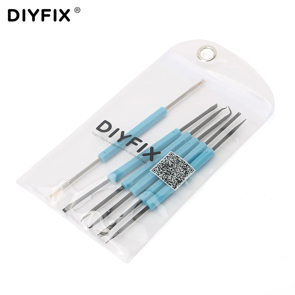 DIYFIX 6 in 1 Steel Solder Assist BGA PCB Repair Tool Set Precision Electronic Components Welding Grinding Cleaning Hand Tools