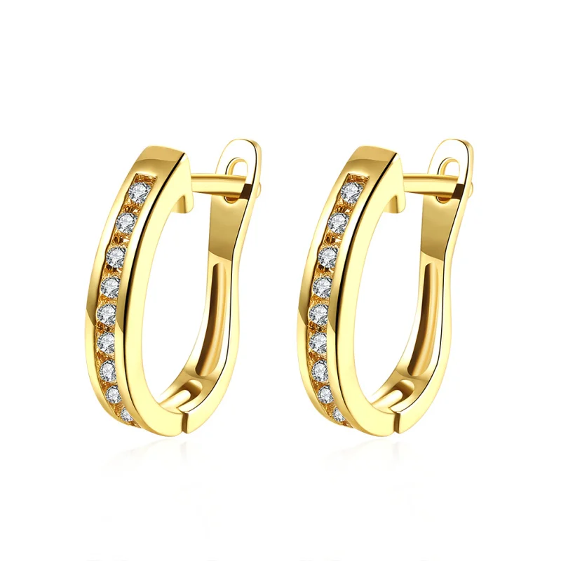 Garilina New Hot Sale Fashion Jewelry Gold Zircon Ear Clip Earrings White Cubic Zirconia Ear Clip Earrings for Women Girls