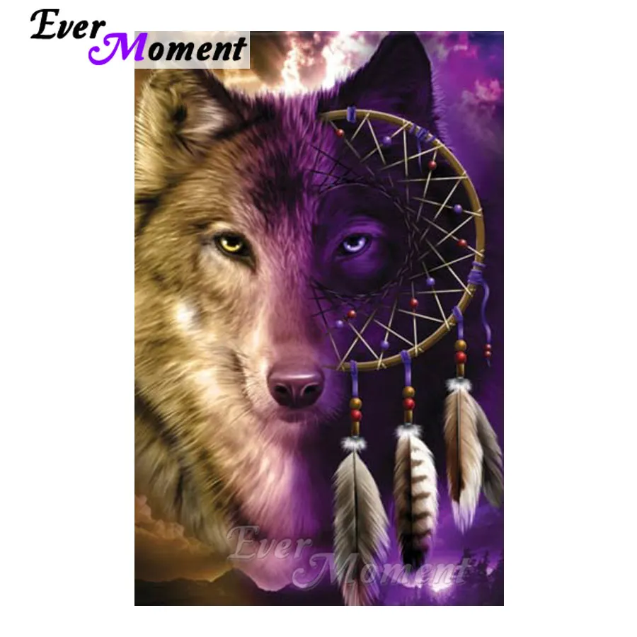 

Ever Moment Diamond Painting Wolf Animal 5D DIY Full Square Mosaic Home Decorations Gift Cross Stitch Rhinestones ASF1274