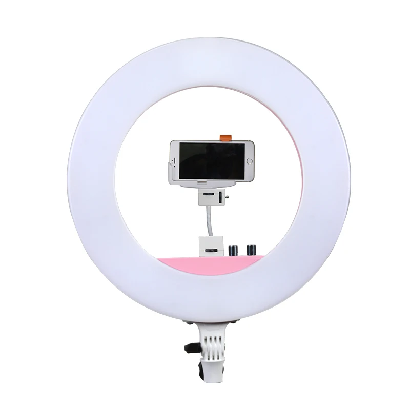 R480C Chuyên Nghiệp LED Vòng Ánh Sáng 18 "Outer 12" Bên Trong Bi-Màu Nhiếp Ảnh Video Studio Ánh Sáng Cho Thông Minh điện thoại Máy Ảnh Youtube Sống