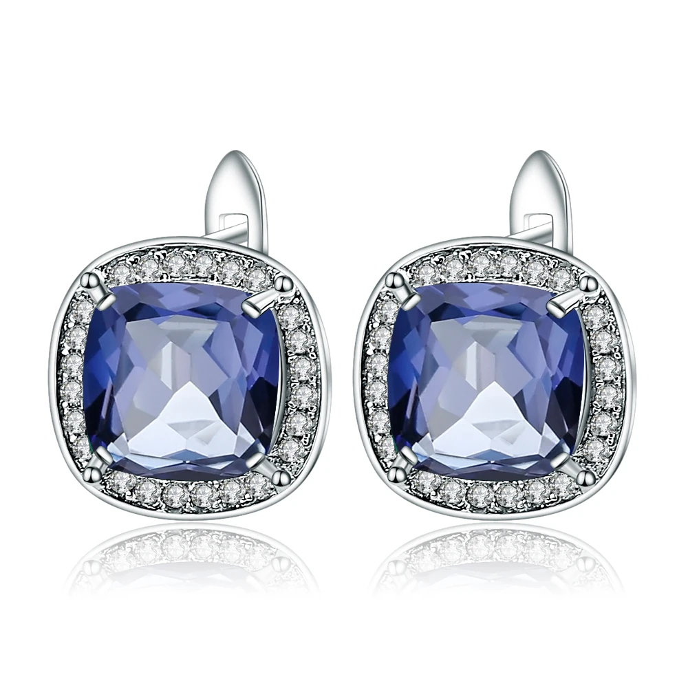 Gem's Ballet 925 Sterling Silver Cushion 4.44Ct Natural Iolite Blue Mystic Quartz Gemstone Stud Earings For Women Fine Jewelry