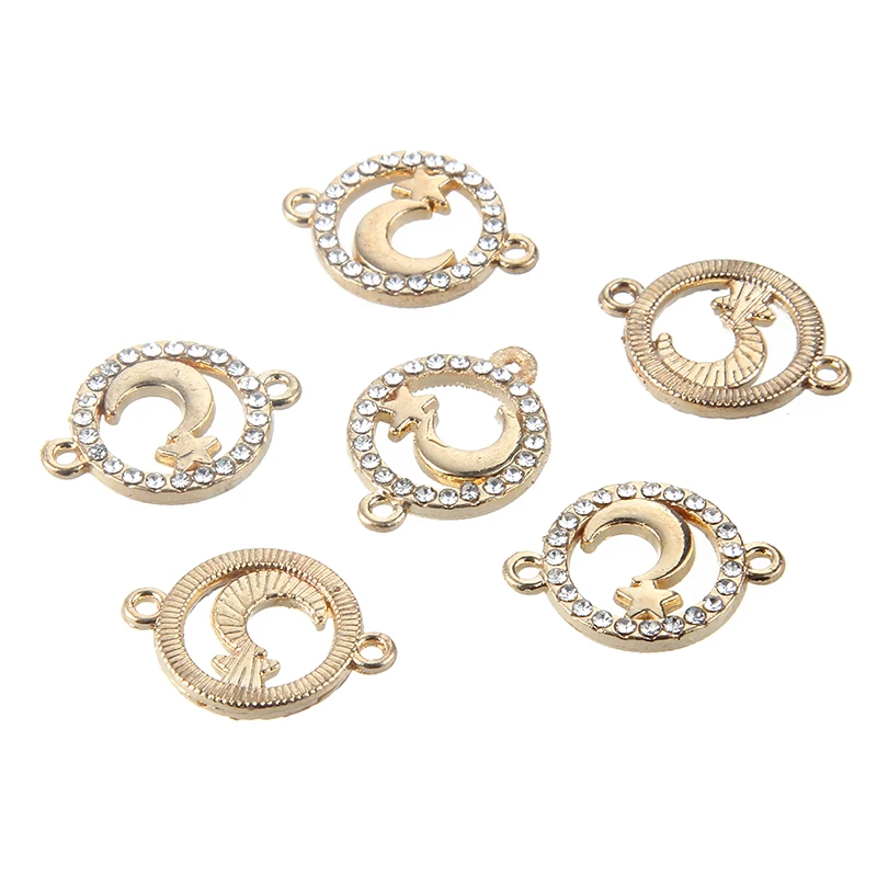 10Pcs Wing Moon Shape Gold Color Rhinestones Crystal Infinity Symbol Connector Charms For DIY Fashion Necklace Bracelets Jewelry