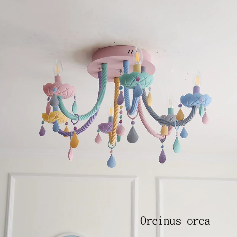 

American color crystal ceiling lamp girl bedroom Princess bedroom children's room lamp creative personality candy crystal lamp