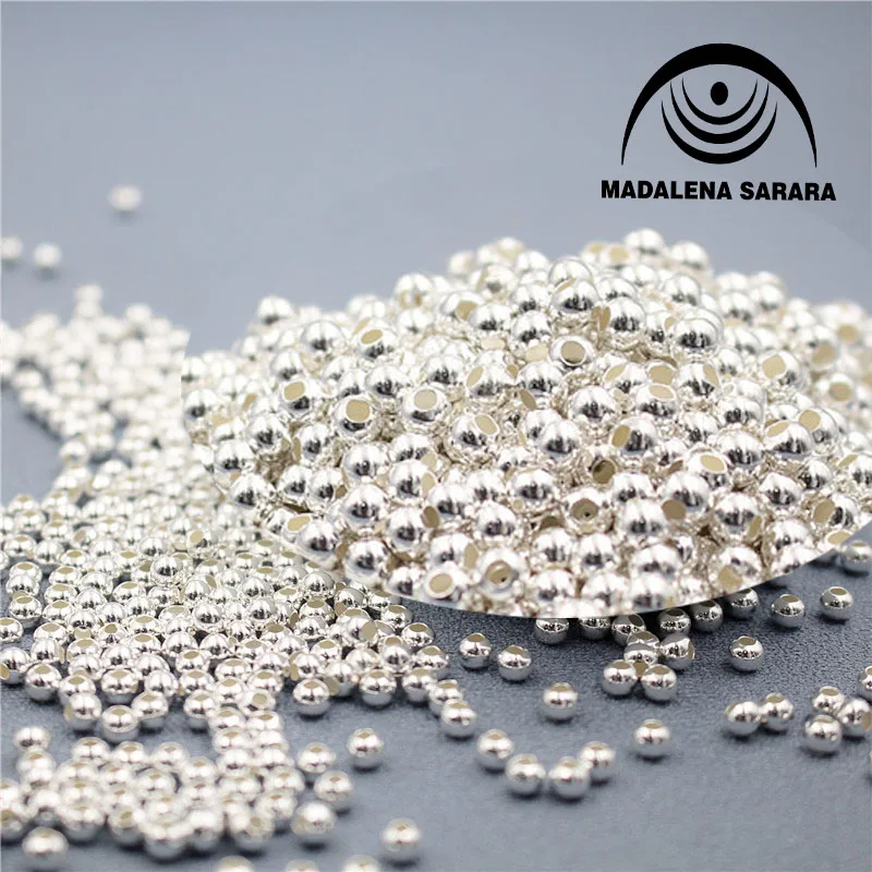 MADALENA SARARA 3mm4mm5mm Sterling Silver Crimp End Beads Jewelry Findings Componet S925 Beads Women Jewelry Making Handcraft