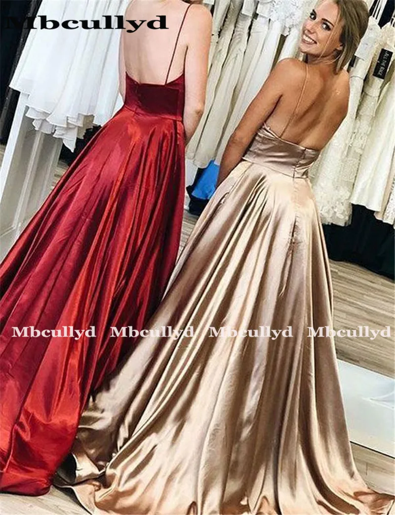 Mbcully Red A Line Prom Dresses 2023 With Spaghetti Strap Long Formal Evening Dress Party For Women vestidos de fiesta de noche