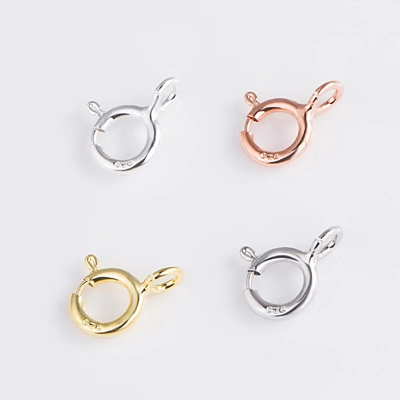 2pcs 100% 925 Sterling Silver Spring Clasps 5mm 4 Colors Neckalce/Bracelets Connector Spring Hooks Components DIY Jewelry Making