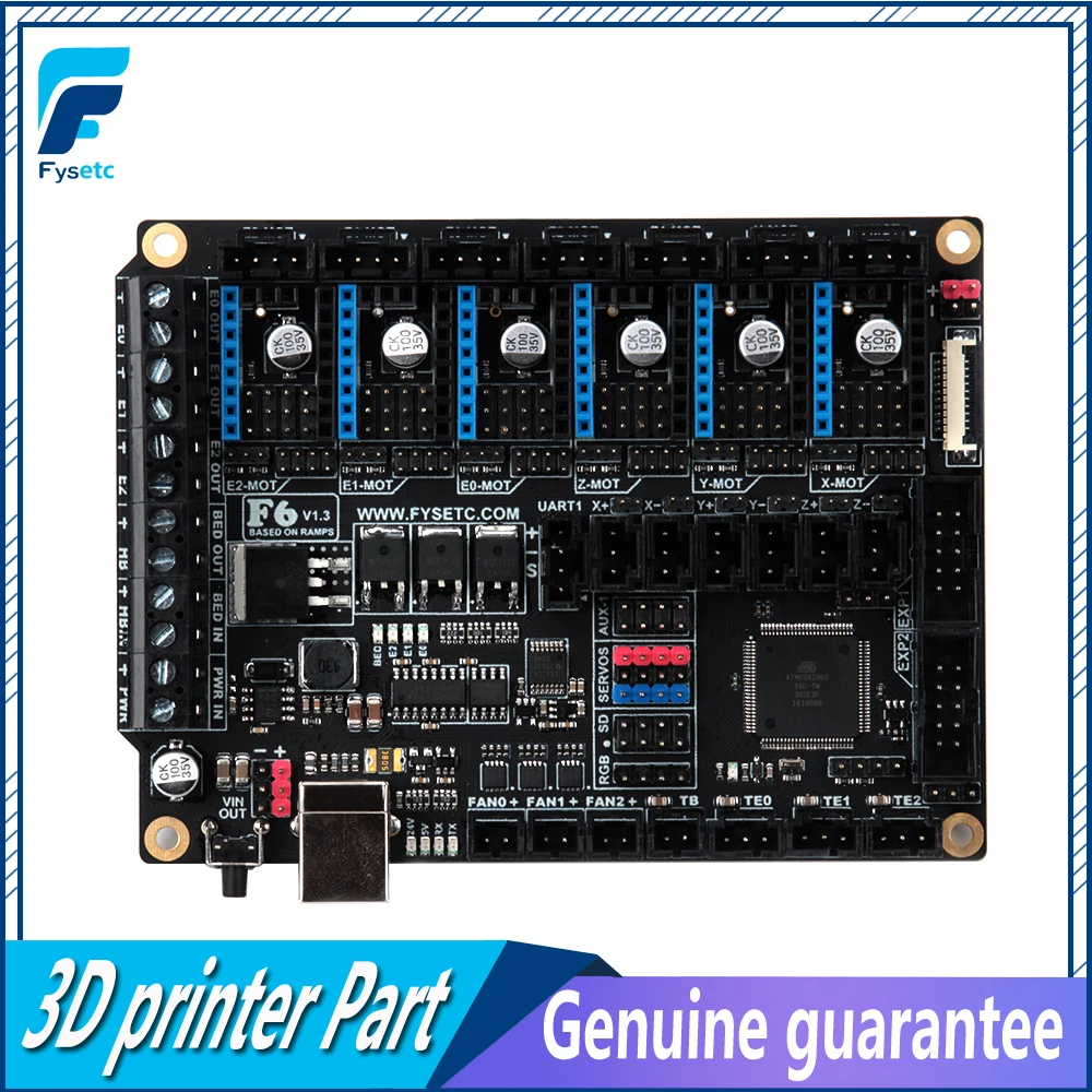 FYSETC F6 V1.3 Board ALL-in-one Electronics Up to 6 Motor Drivers For TMC2130 SPI Free VS SKR  S6 For 3D Printer CNC Ender 3