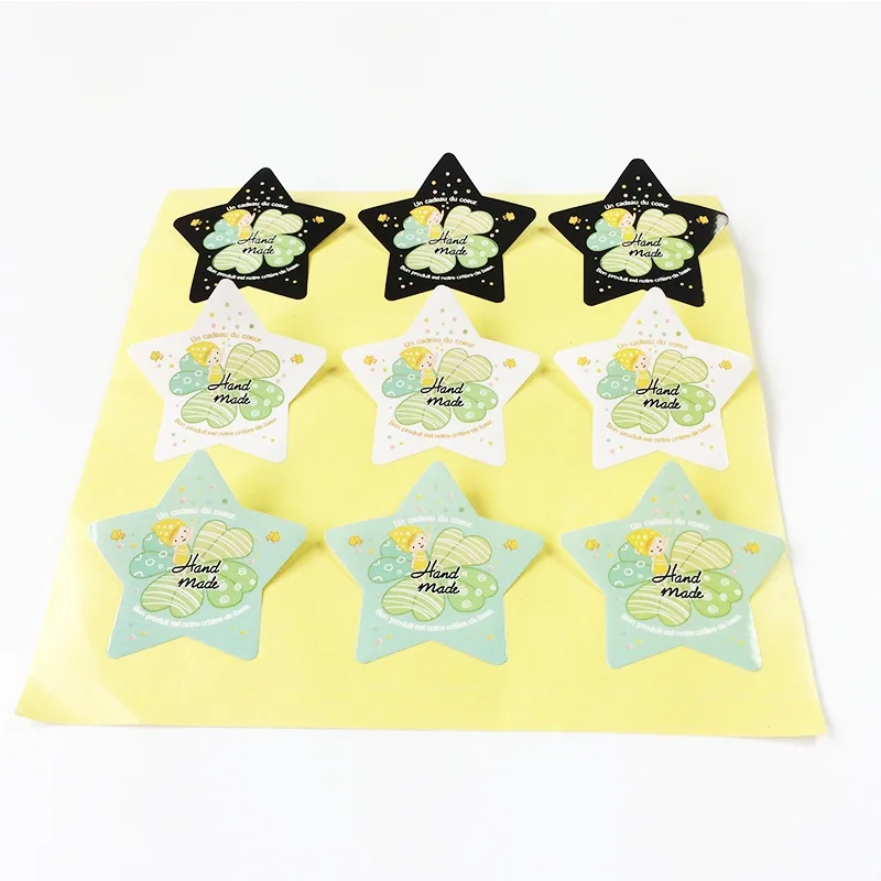 ملصقات البرسيم المصنوعة يدويًا مع ملصق فتاة ، قصاصات ذاتية الصنع للهدايا ، ملصق ختم خبز الكعك ، 90 في المجموعة
