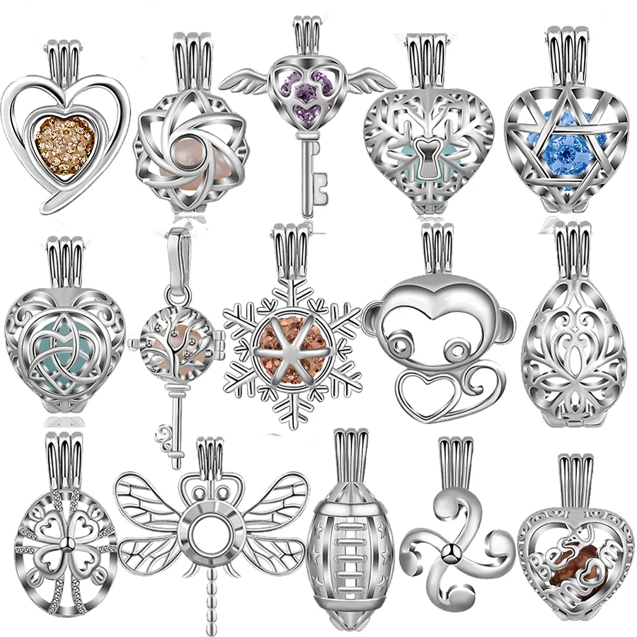 EUDORA Perle Käfig Silber Farbe Medaillon Parfüm Aroma Ätherisches Öl Diffusor Halskette 8mm Medaillon Anhänger Für DIY Schmuck – Detail 2