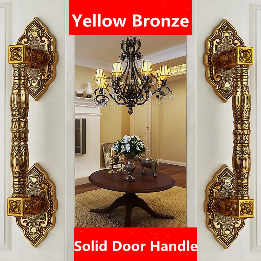 370mm European retro door handle glass door sliding door handle thickened solid KTV office Home wooden yellow bronze door handle