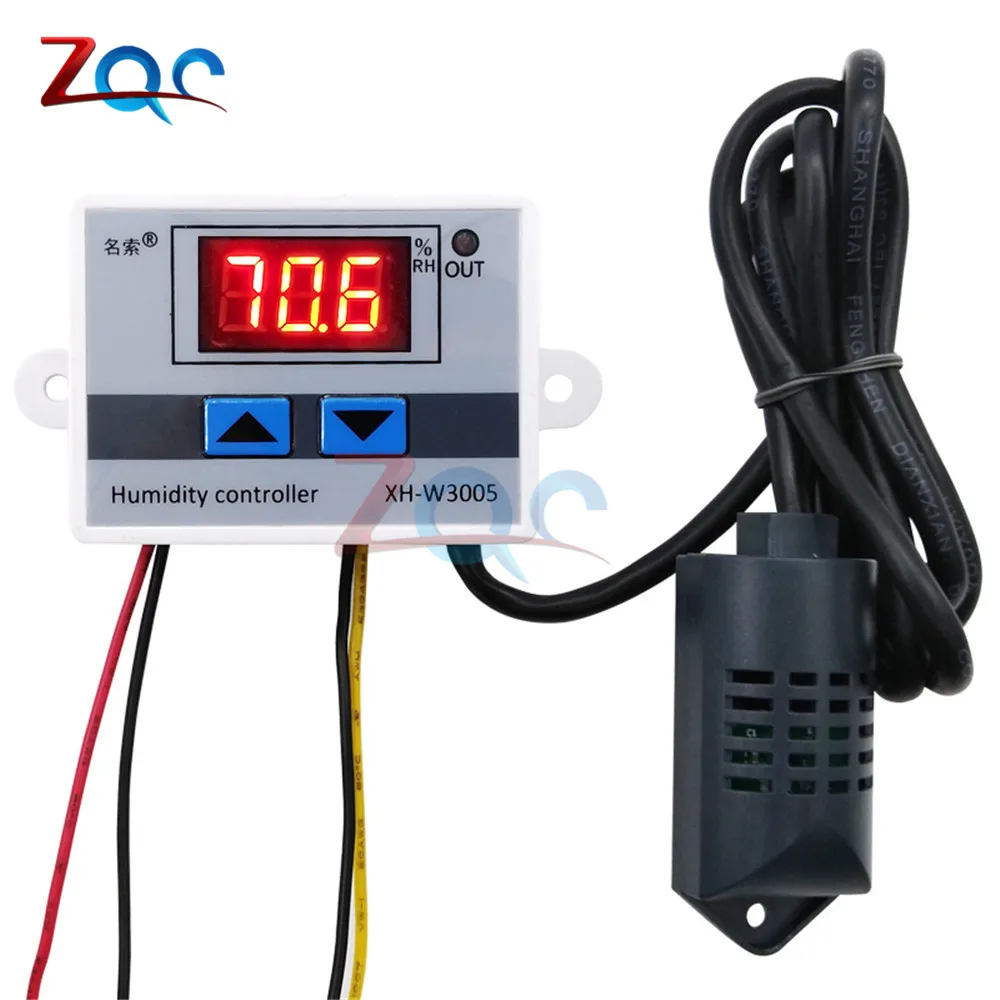 XH-W3005 LED Digital Humidity Controller 220V 12V 24V Hygrometer Humidity Control 0 -99%RH Hygrostat SHT20 Humidity Sensor Probe