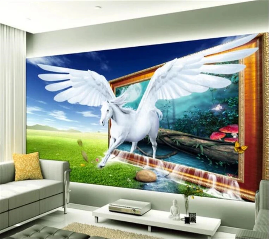 

wellyu Custom Wallpaper 3D Stereo Mural обои Dream Pegasus Living Room Wallpaper TV Background wall papel de parede 3d wallpaper