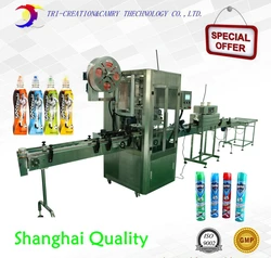 heat sleeve shrink labeling machine,automatic bottle sleeve labeling machine with electric tunnel