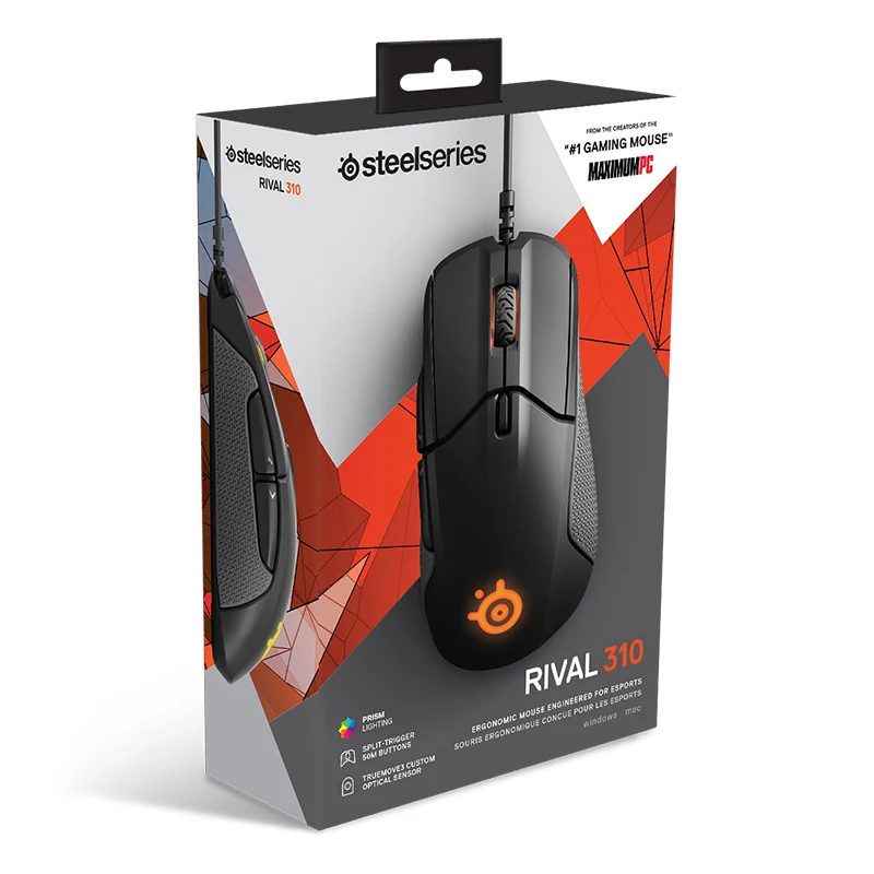 SteelSeries Rival 310 RGB FPS USB Optical Gaming Wired Mouse with 12000 CPI Split-Trigger Buttons CS LOL CF  for  Windows Linux