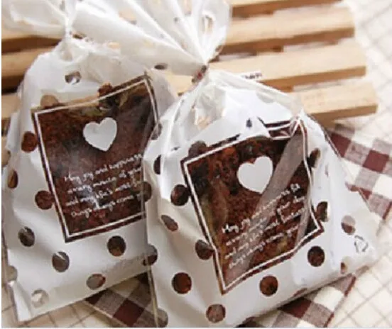 PASAYIONE Polka Dot Plastic Bags With Personal Customized Seal 10*19cm Biscuit Snacks Cookies Toast Container Gift Bag Organza