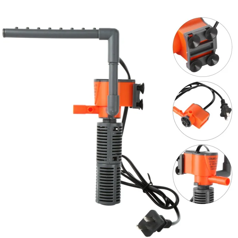 ถังปลาภายใน Mini Aquarium Filter 3 In1 อเนกประสงค์ Aquarium ปั๊มน้ำกรองออกซิเจนน้ำสำหรับปลาเต่า