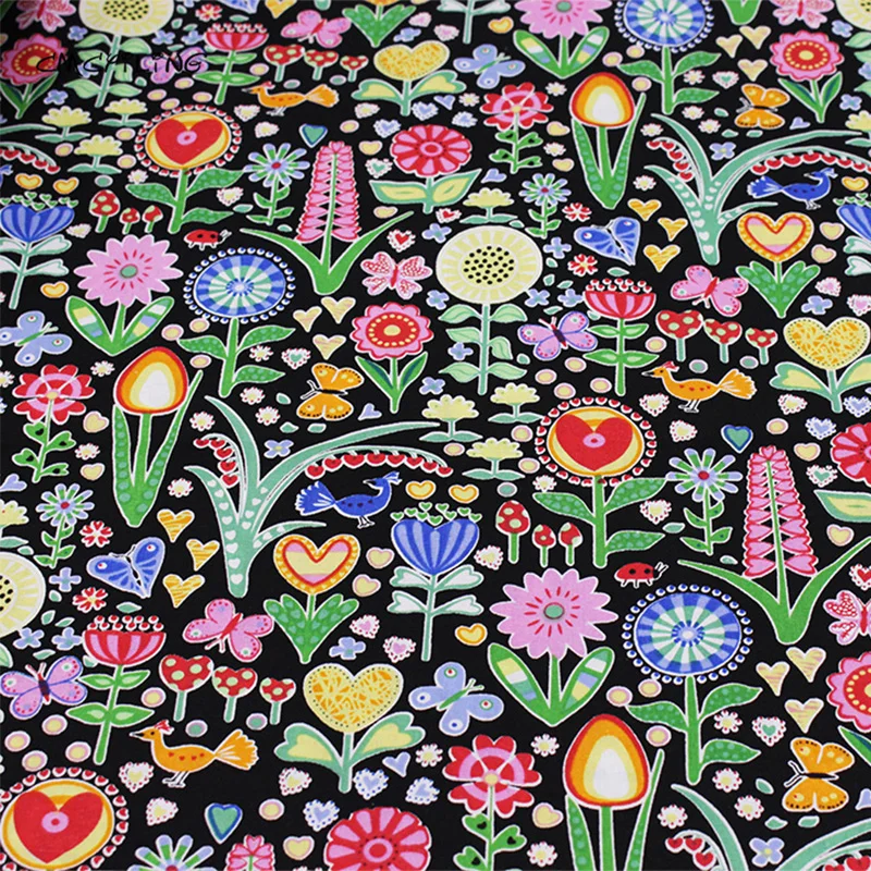 1 Yard Floral Print Cotton Fabric For DIY Quilting Sewing Textile Of Baby Doll Cloth Dress Curtain Material