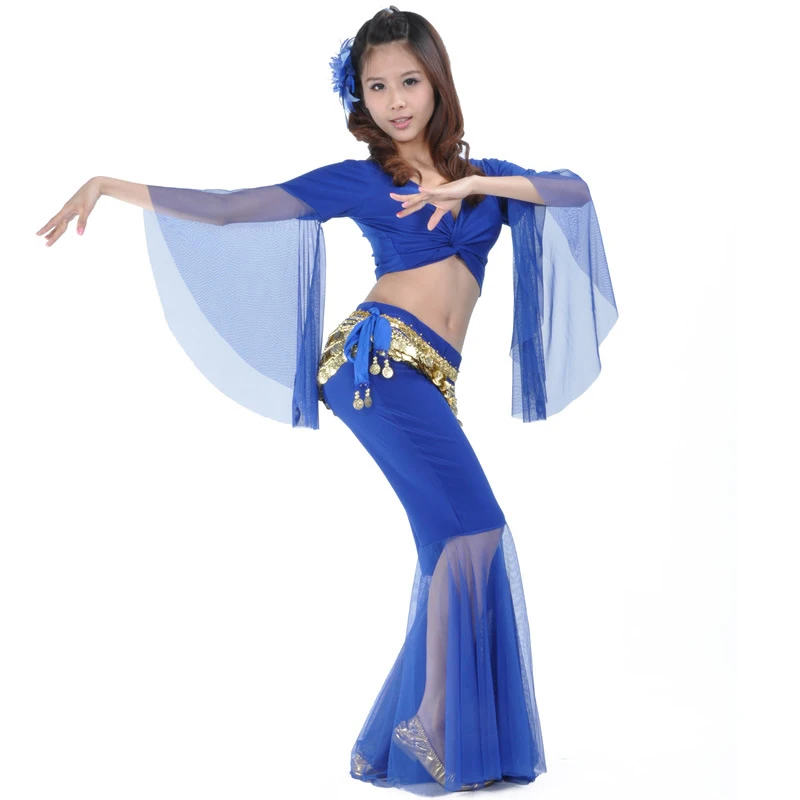 2018แฟชั่น Professional Belly Dance เครื่องแต่งกายชุด + กางเกง + เข็มขัดชุด3ชิ้น Indian Belly Dancewear ฝึกเครื่องแต่งกาย