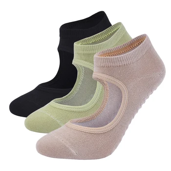 Calcetines de Pilates de alta calidad para mujer, calcetines de Yoga antideslizantes y transpirables con espalda descubierta, calcetines deportivos de baile de Ballet para Fitness y gimnasio