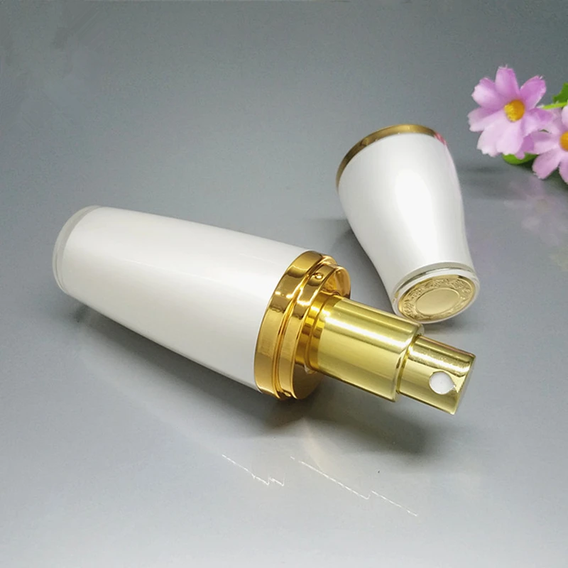 Whole set Cosmetic Packaing Luxury White/gold Acrylic bottles for cosmetics spray bottle and cream jar set 5g 10g 30g 50g