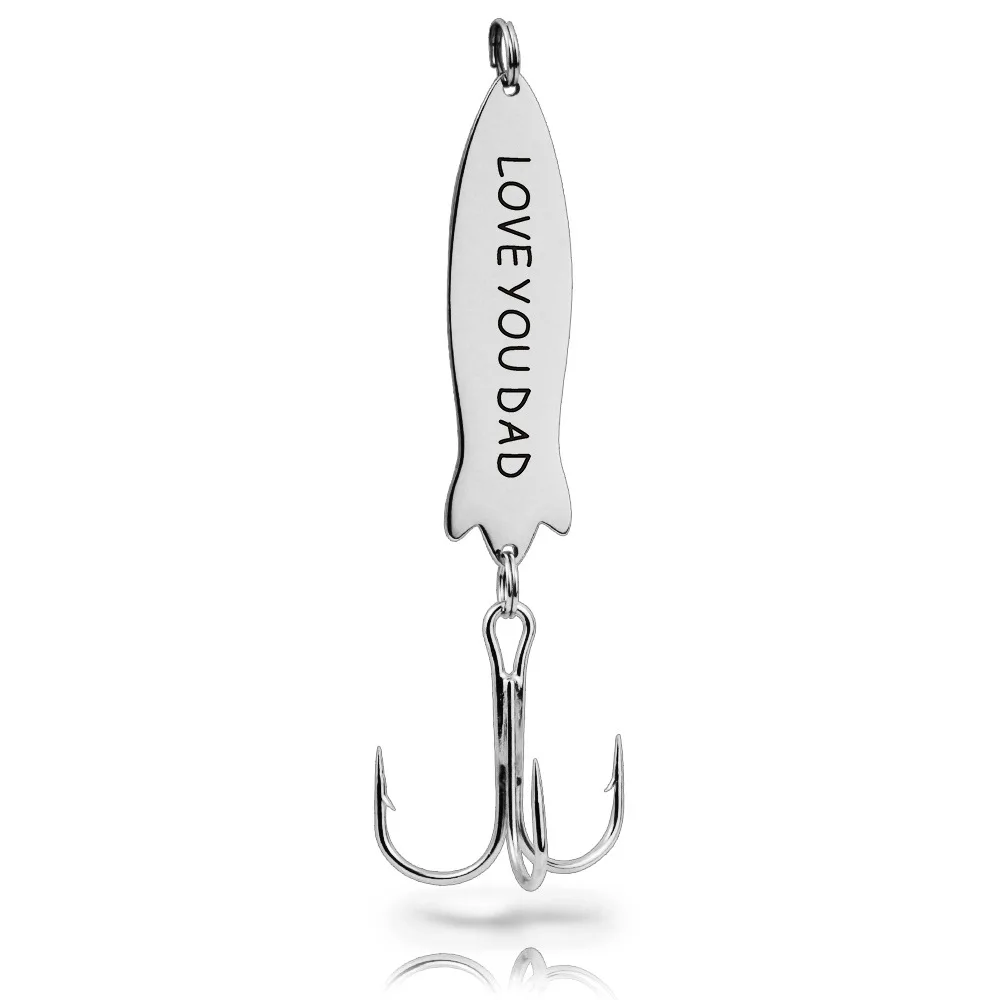 MYLONGINGCHARM Father Day Gift Fish Hook Pendant Personalized Fishing Gift for your Dad Stainless Steel Key Ring G3355