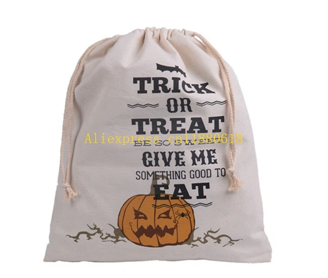 100pcs/lot Free Shipping New Arrival 6 styles Halloween canvas sack christmas Hallowmas Drawsting bag 36x48cm