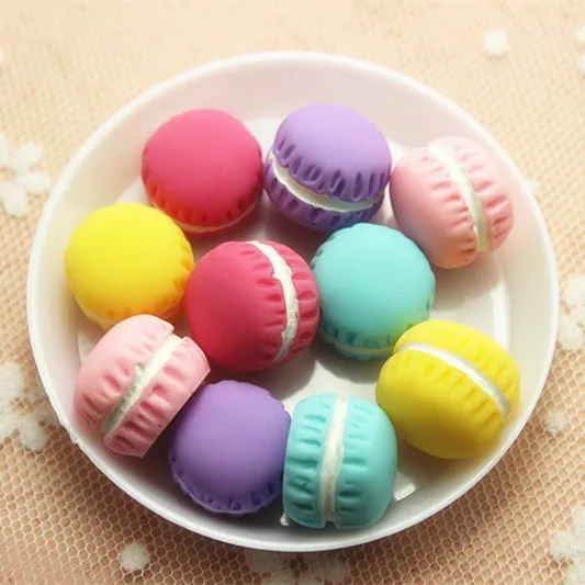 10pcs 15mm Mix Colors Cute 3D Macaron Dessert Resin Flatback Cabochon DIY candy food decoration