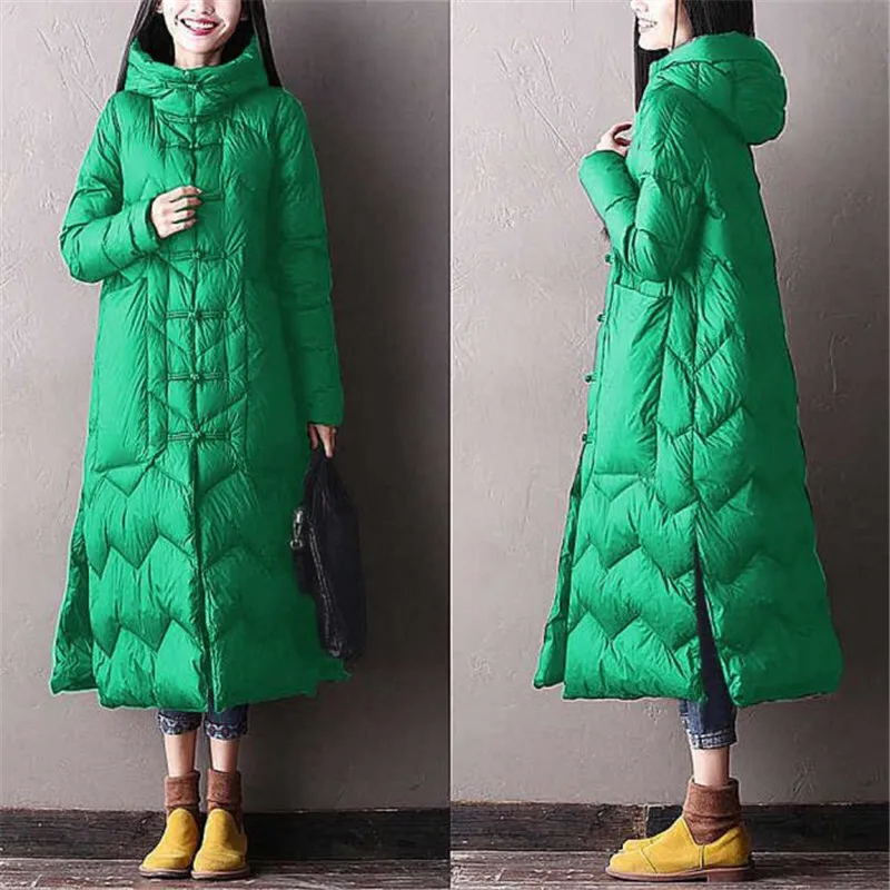 2022 New Winter Down Jackets Women Clothing vintage Hooded Warm Thicken Female X-Long Parka Coat Winter Coats Outerwear N859