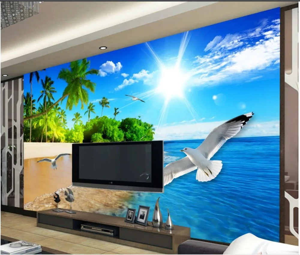 

3d wallpaper for room Blue sky beach scenery 3D stereoscopic photo wallpaper for walls Home Decoration