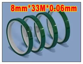 10 Rolls 8mm*33 meters*0.06mm High Temperature Resist PET Sticky Tape for Powder Coating Masking, Shielding