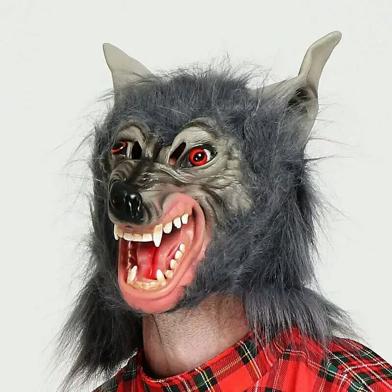 Kuso Horror Thriller Props Wolves Glove, Halloween Animal Skin Glove, Wolf Man's Head Ball Prom Glove A045