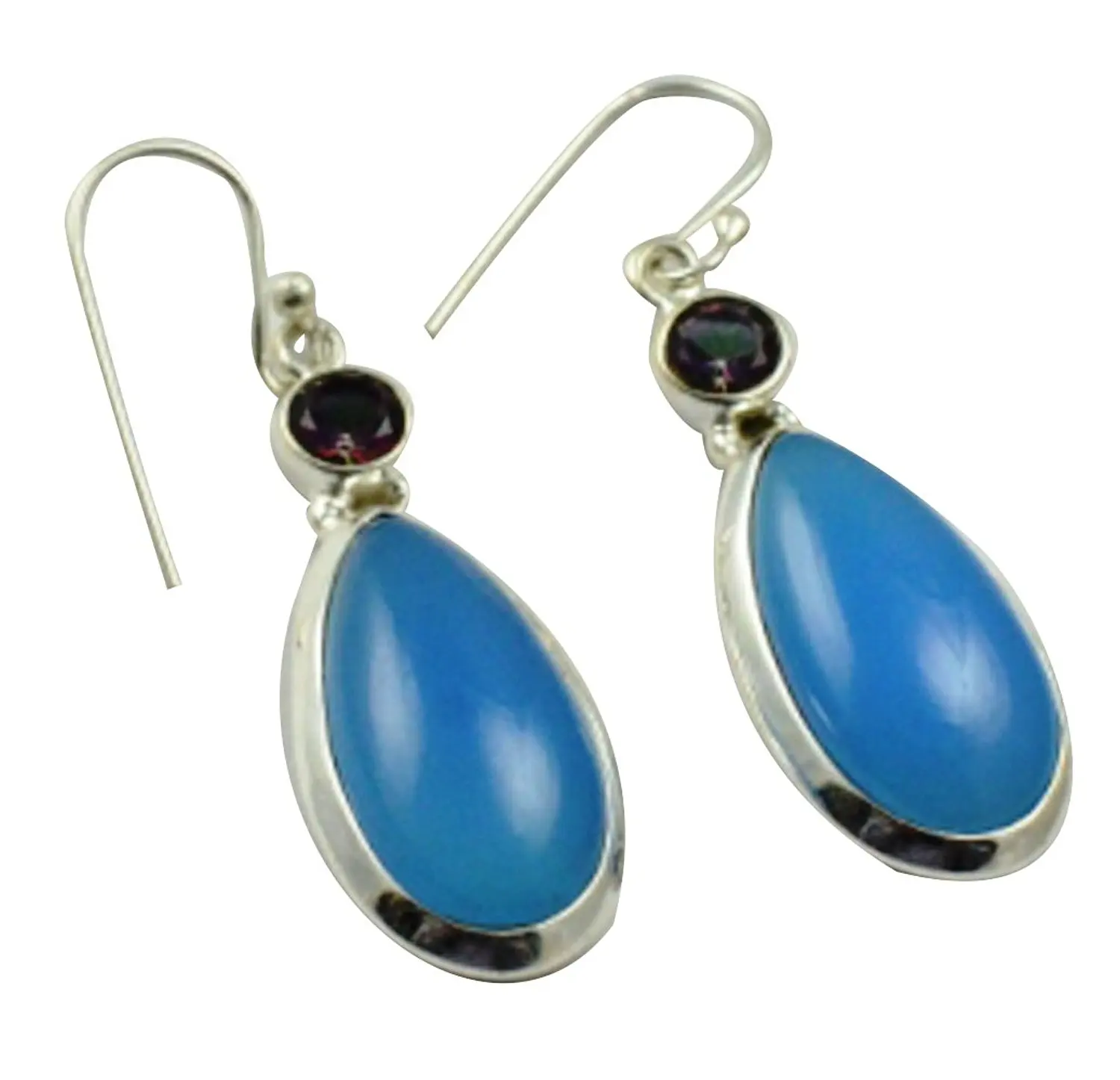 

СЕРЬГИ С натуральным халцедоном и мистическим топазом, серебро 925 пробы, 43 мм, AE2120