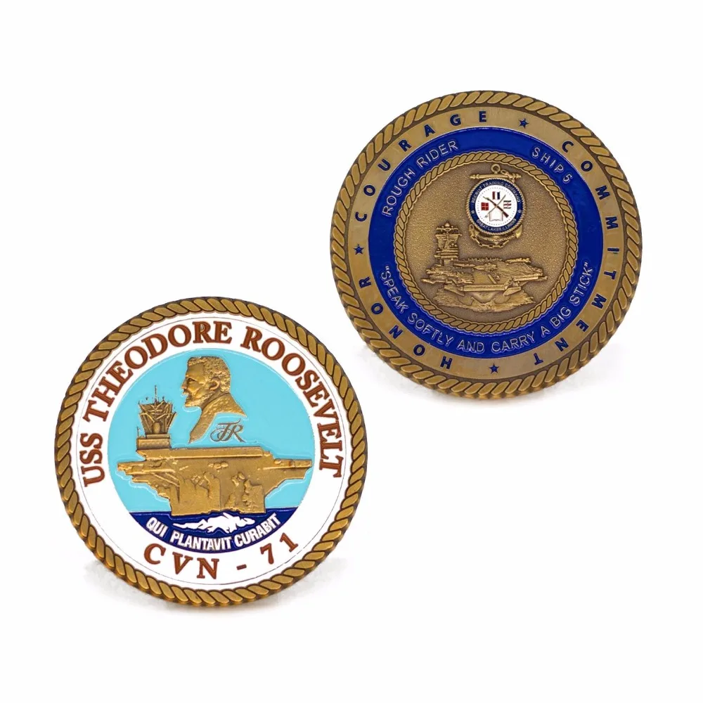 Customized high quality naval challenge coin low priced custom metal double sided enamel coin OEM antique bronze coins