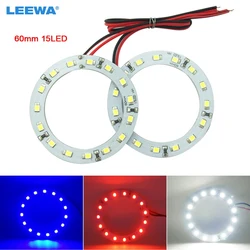 LEEWA 2pcs 60mm Car Angel Eyes 1210/3528 15SMD LED Headlight Halo Ring Angel Eye Lighting White Red Blue #CA2667