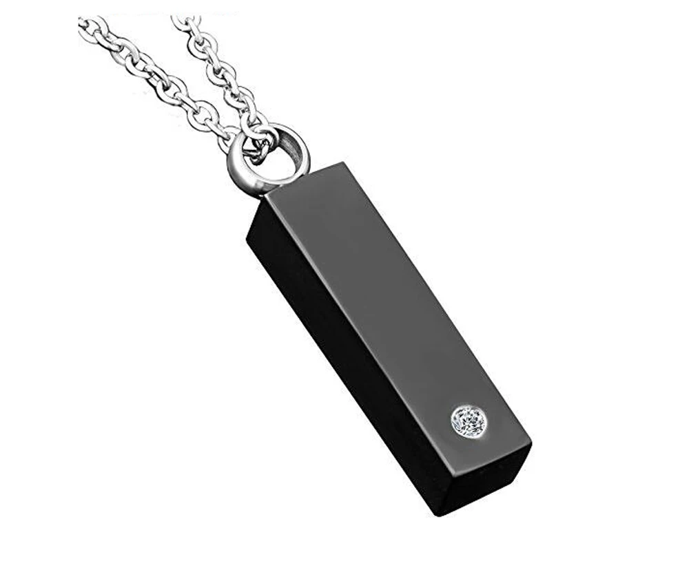 

Stainless Steel CZ Stone Inlay Square Women Men Urn Pendant Memorial Cremation Ashes Urn Collar Locket Pendant Bone Ash Jewelry