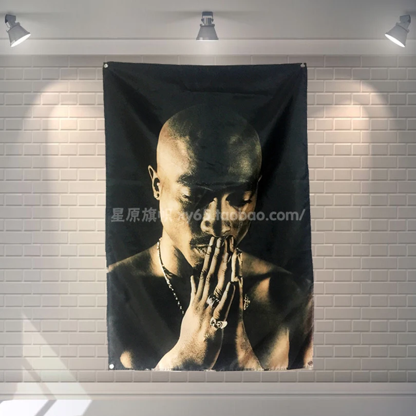 

"2PAC" Pop Band Sign Cloth Flag Four-Hole Hanging paintings Cafe Hotel Music Studio Decoration